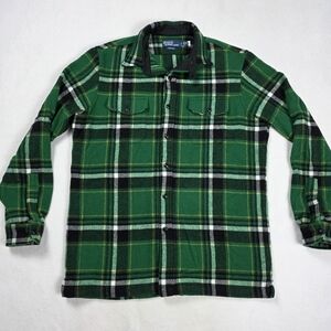 Polo Ralph Lauren Plaid Wool-Blend Heavy Overshirt Jacket Men's Size Large Green